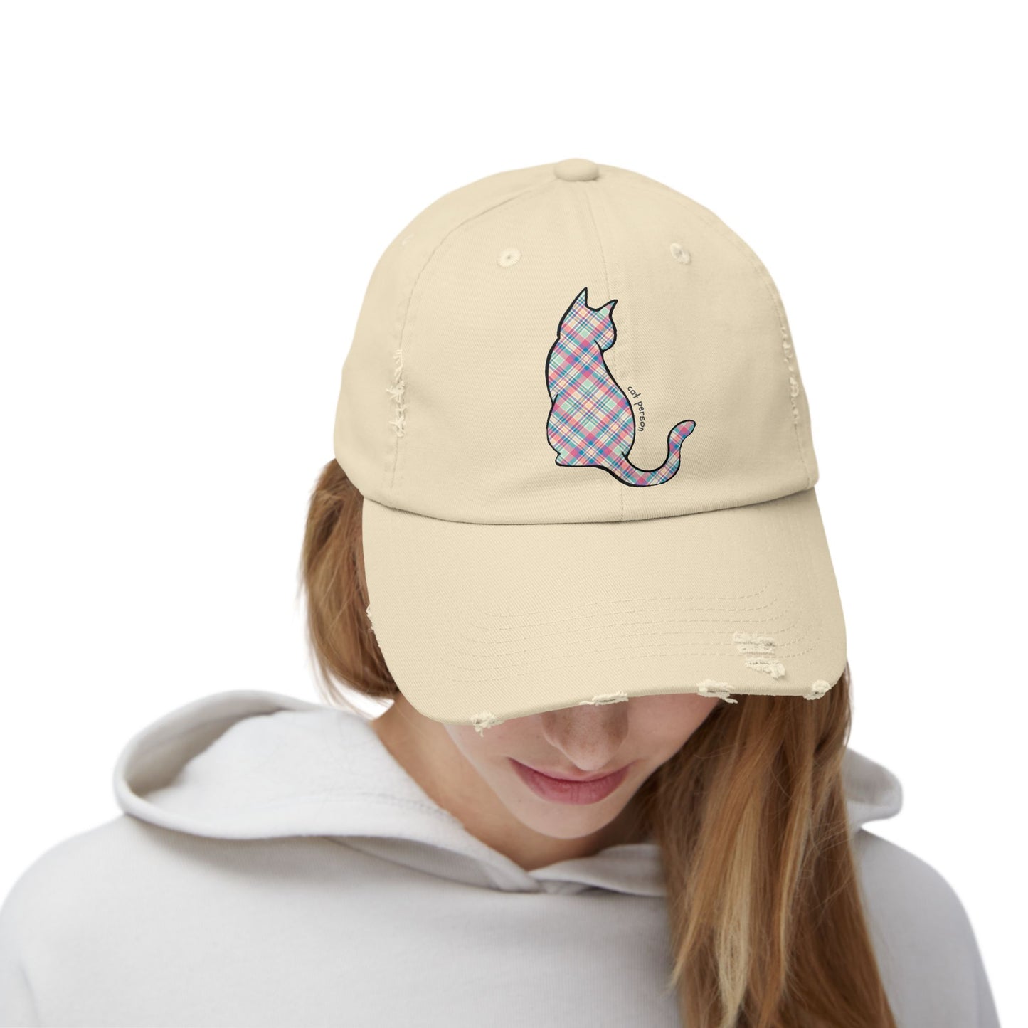 Cat Person Distressed Baseball Hat