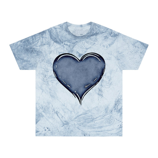 Color Blast T-Shirt with Bold Blue Heart Logo Design