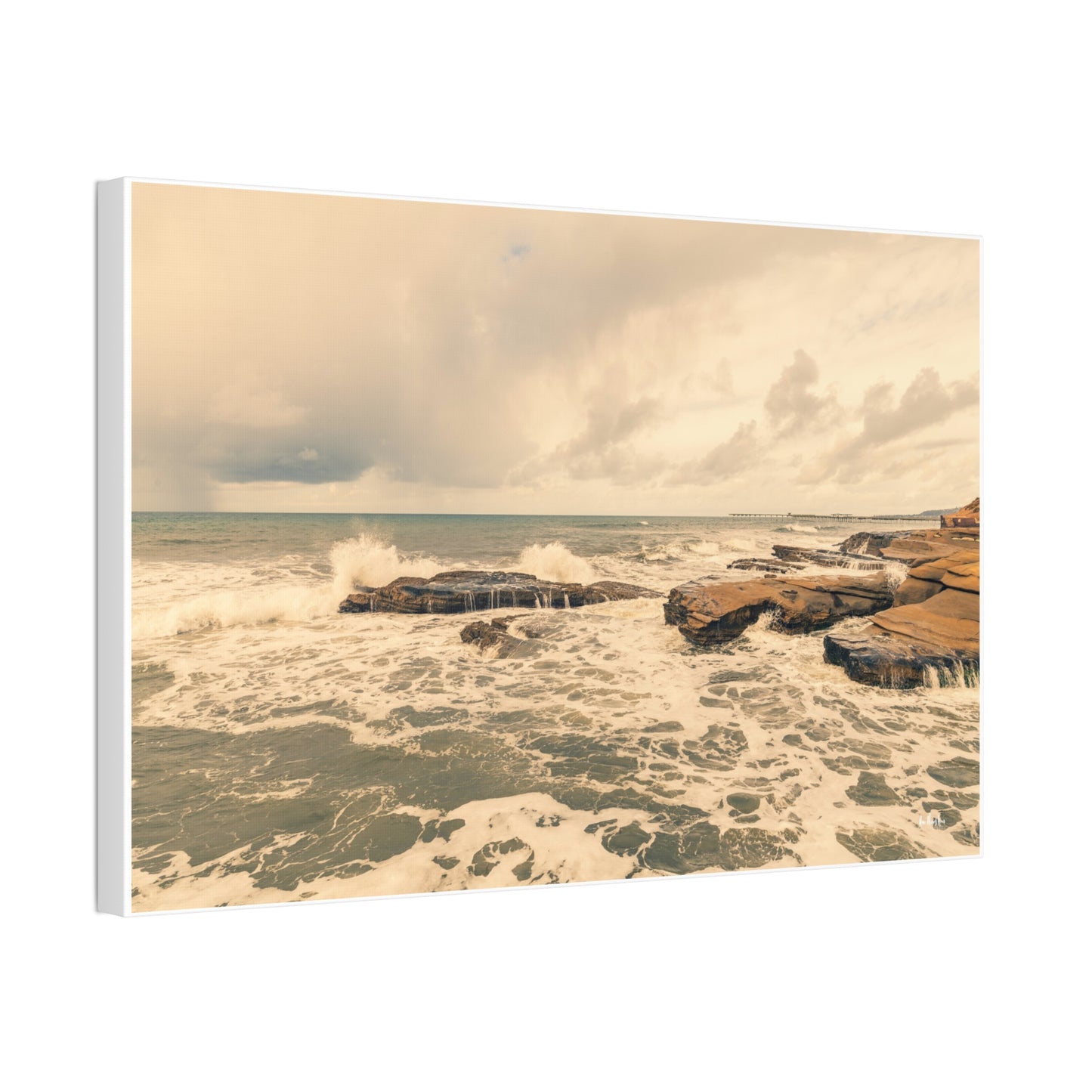 Canvas Wall Art - Dramatic Storm Waves Coast Photograph