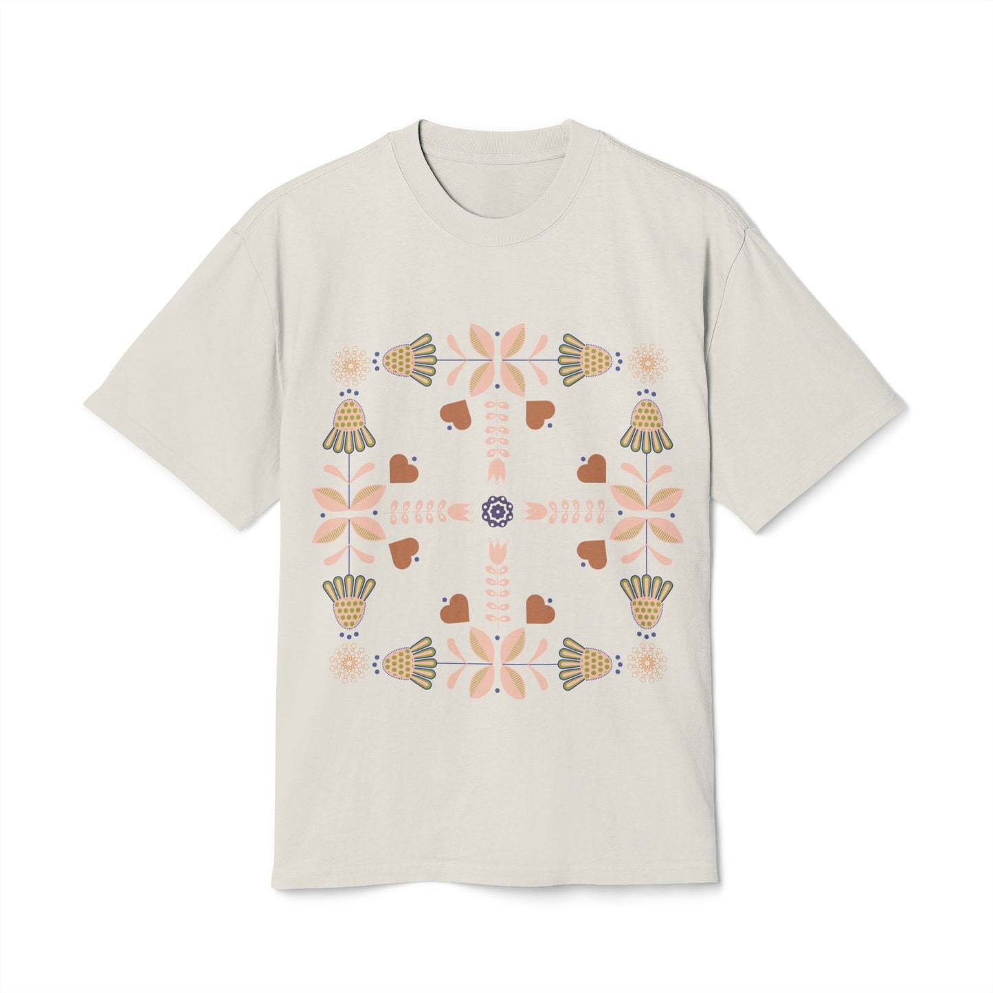 Faded Tee Folk Art Flower Pattern Shirt