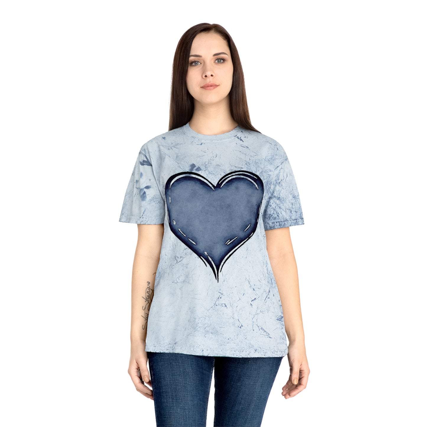 Color Blast T-Shirt with Bold Blue Heart Logo Design