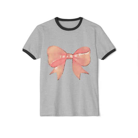 Pretty in Pink Bow Ringer Tee Shirt