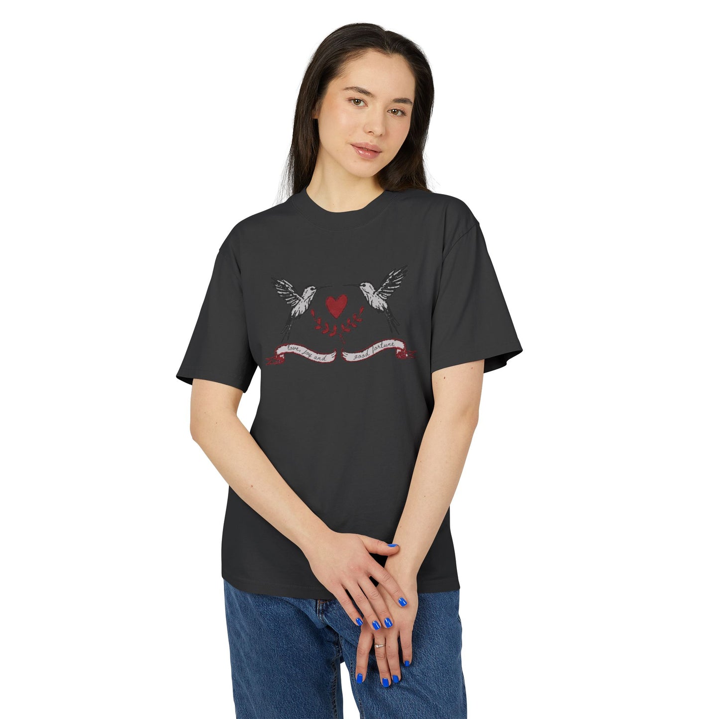 Good Fortune Vintage Black Faded Tee Shirt