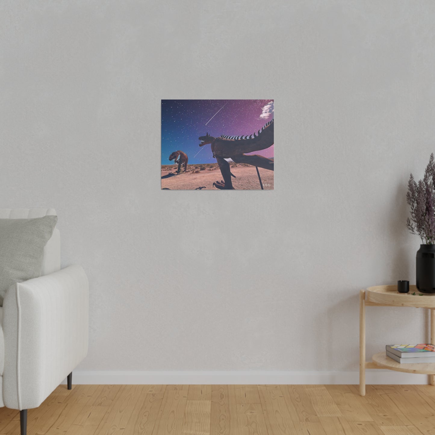 Dinosaur Fight Matte Canvas