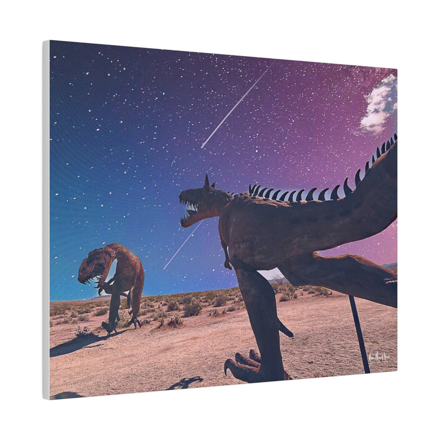 Dinosaur Fight Matte Canvas