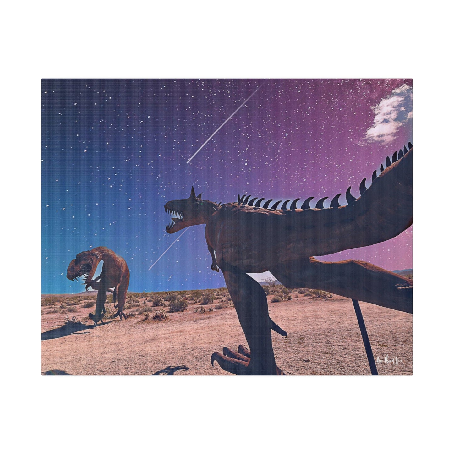 Dinosaur Fight Matte Canvas